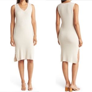V-neck slip slit midi dress from Magaschoni
